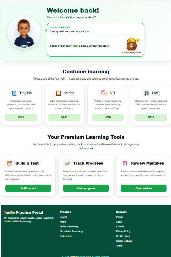 YanBo Practice Portal protected home page preview